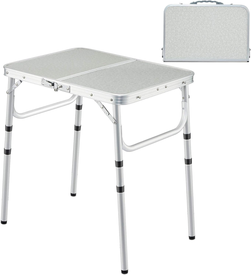 Aluminum Folding Table 3 Feet Adjustable Height Lightweight Portable White L3491