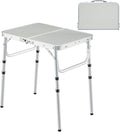 Aluminum Folding Table 3 Feet Adjustable Height Lightweight Portable White L3491