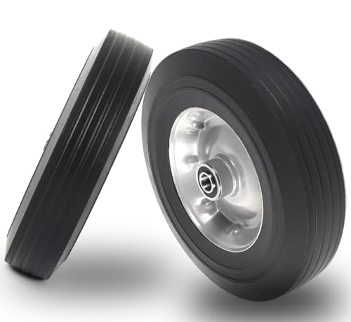 10-Inch Solid Rubber Tire Wheels Replacement 4.10/3.50-4" Flat Free Tire for Hand Truck (2-Pack) X238503