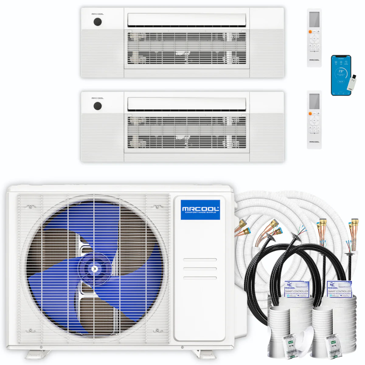 36,000 BTU 2 Zone Ceiling Cassette Ductless Air Conditioner and Heat Pump J130