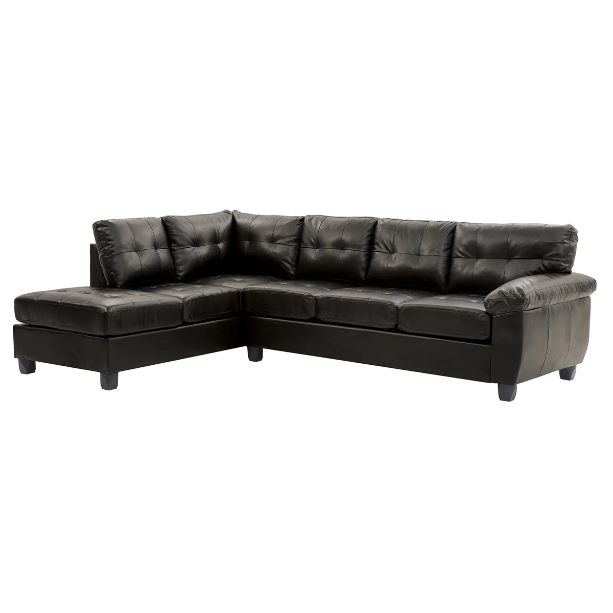 Black Faux Leather L Shape Sectional Sofa M6762