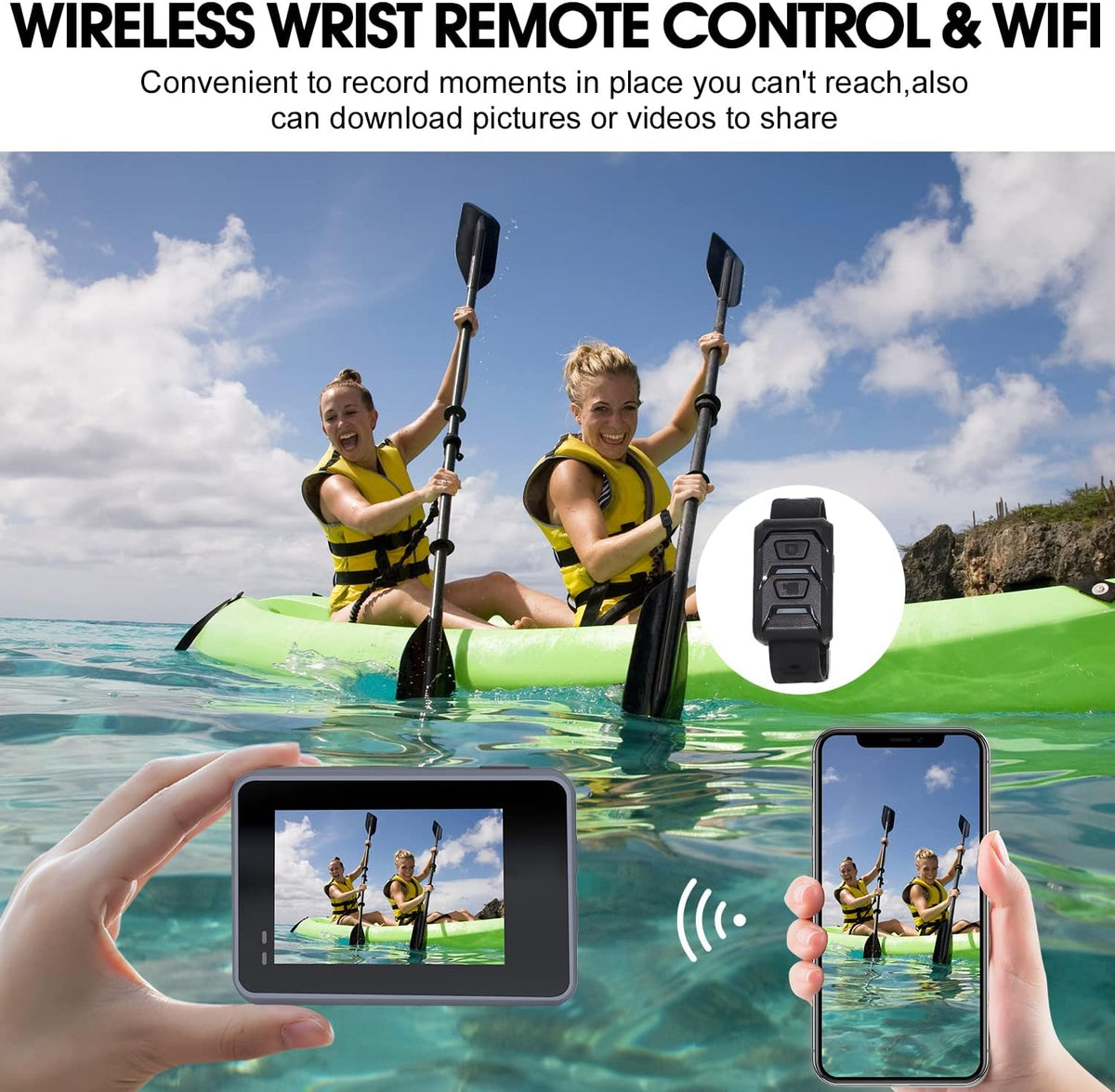 Grey Waterproof Action Camera with Stabilization W456
