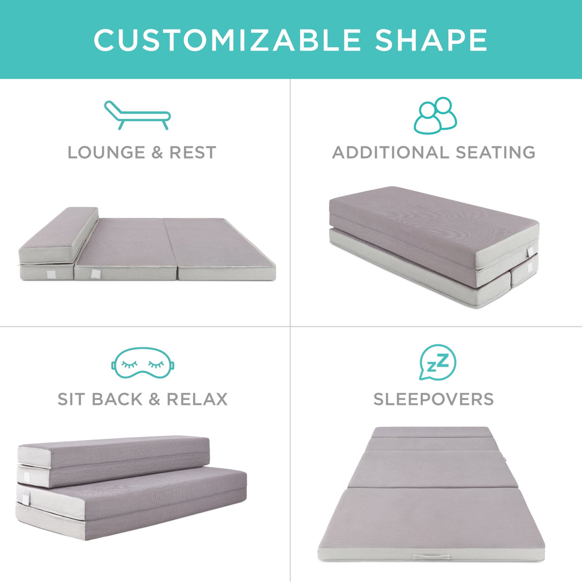 4in Thick Folding Portable Twin Mattress Topper with Carry Case V235