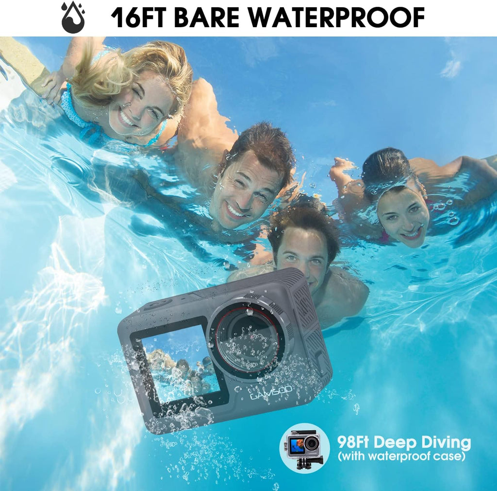 Grey Waterproof Action Camera with Stabilization W456