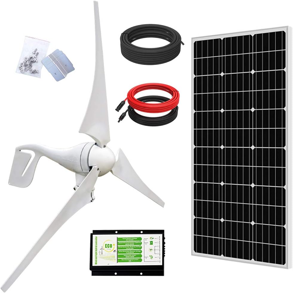 500W Solar Wind Power Kit with Hybrid Controller, 100W Mono Solar Panel G490
