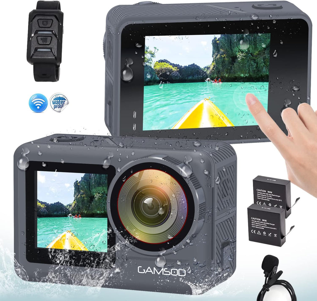 Grey Waterproof Action Camera with Stabilization W456