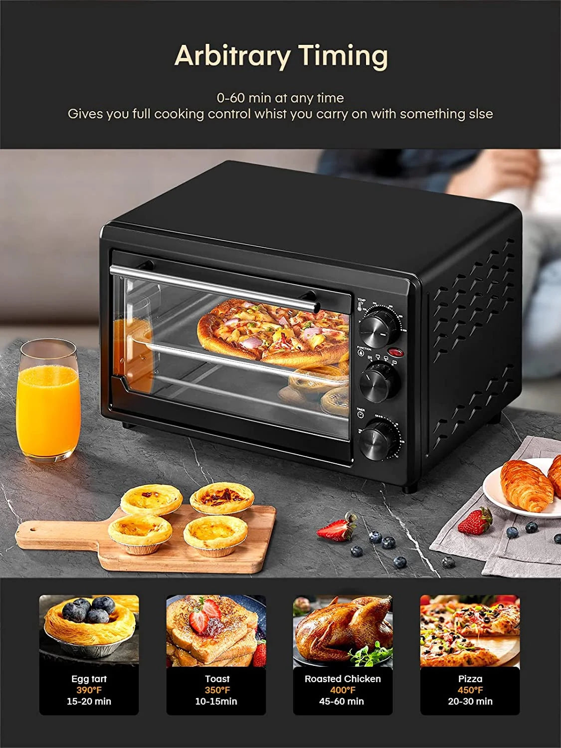 6-Slice Stainless Steel Toaster Oven with Timer, 1500 Watt D2676