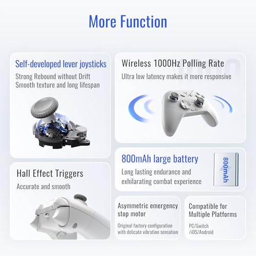 Wireless PC Controller, Hall Effect Joysticks Triggers,1000 Hz Polling Rate, Multi-Platform Gaming Controller, Windows PC/Switch/Switch2/Android/Laptop H616098