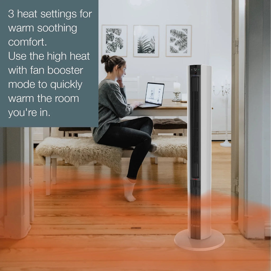 1500W Oscillating Tower Fan & Space Heater with Remote, Black Z169379