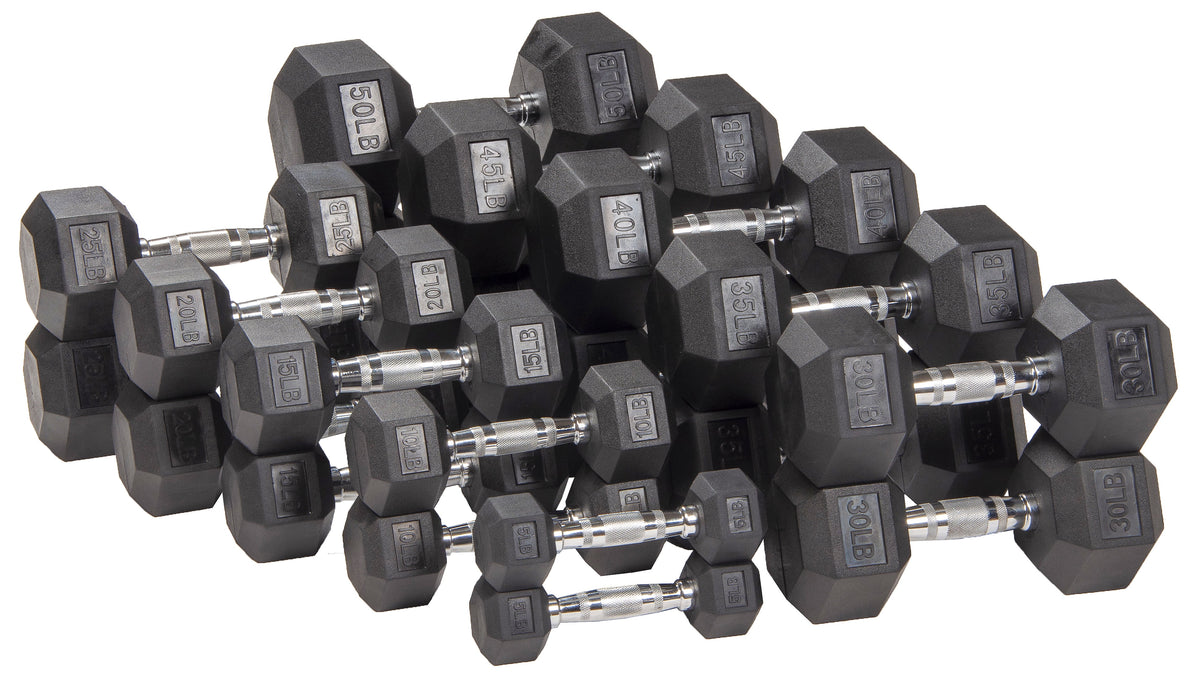 Rubber Encased Hex Dumbbell, 40LBs, Single H24452