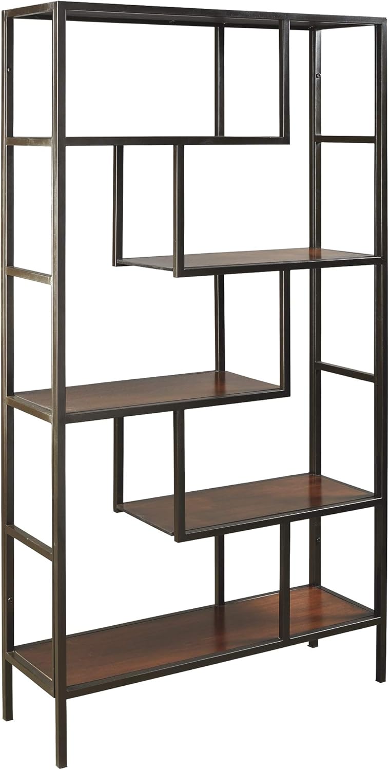 Brown and Black 5 Shelf Bookcase W16806