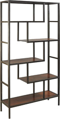 Brown and Black 5 Shelf Bookcase W16806