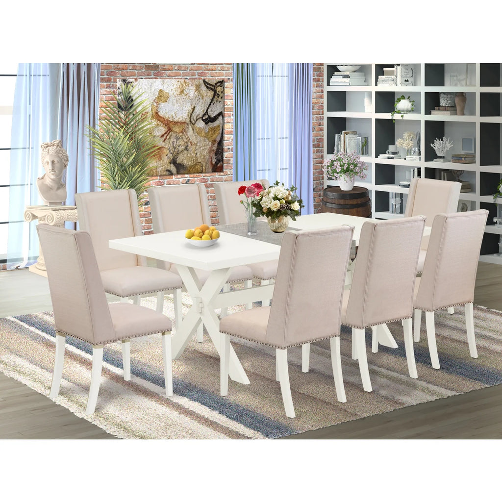 9-Piece Modern Dining Table Set with 8 Chairs M2483
