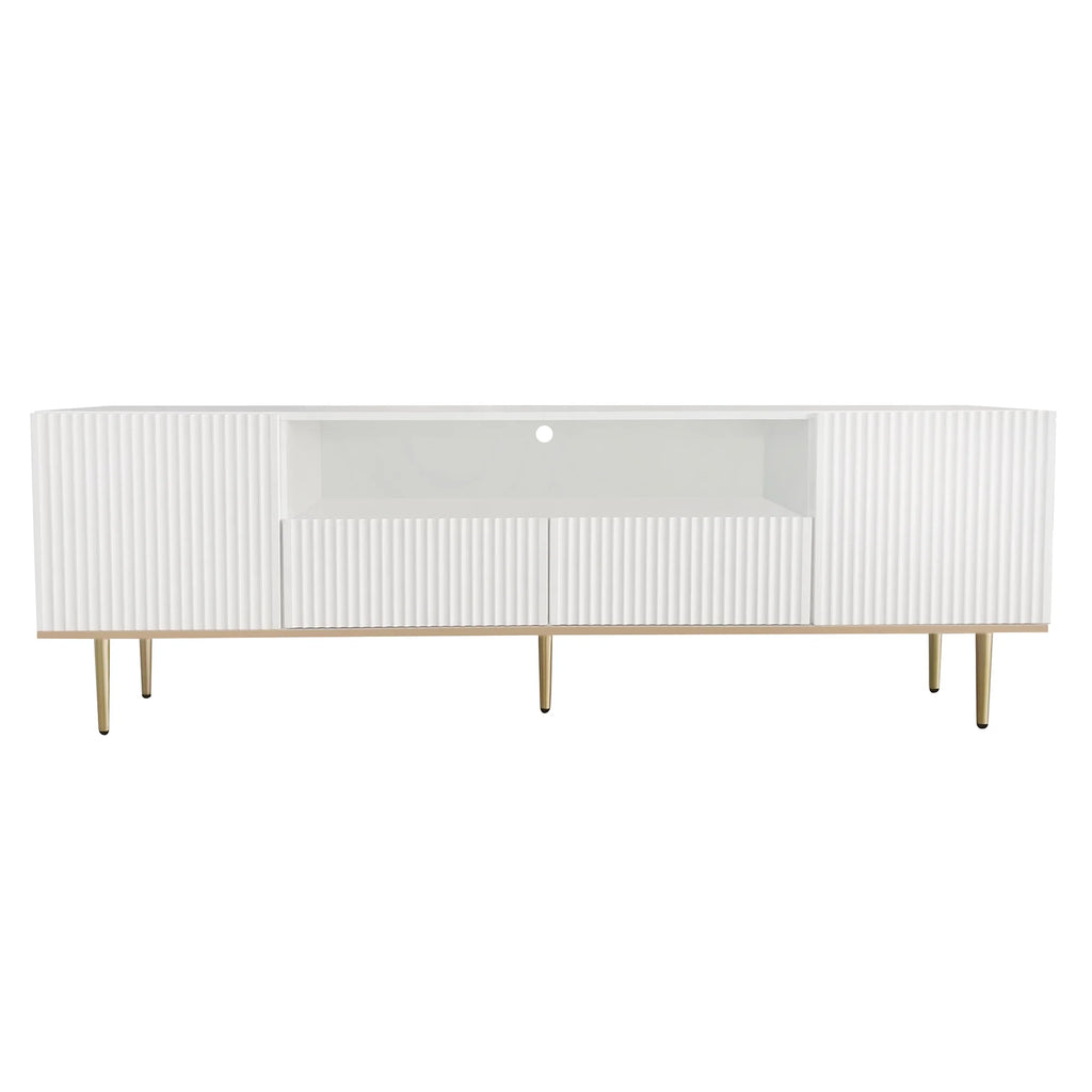 White TV Stand with 2 Drawers and 2 Cabinets S22922