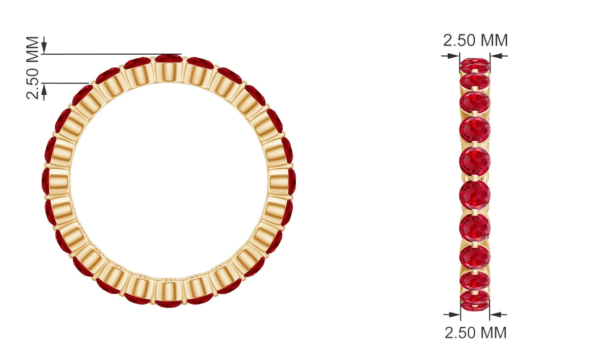 Lab Created Ruby Eternity Ring, 10K Yellow Gold, US 4.25 D617