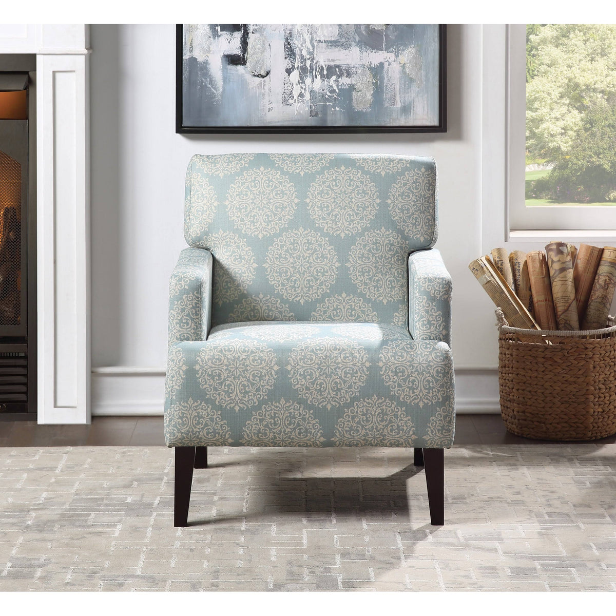 Multi-Color Fabric Armchair with Solid Wood Legs N71291