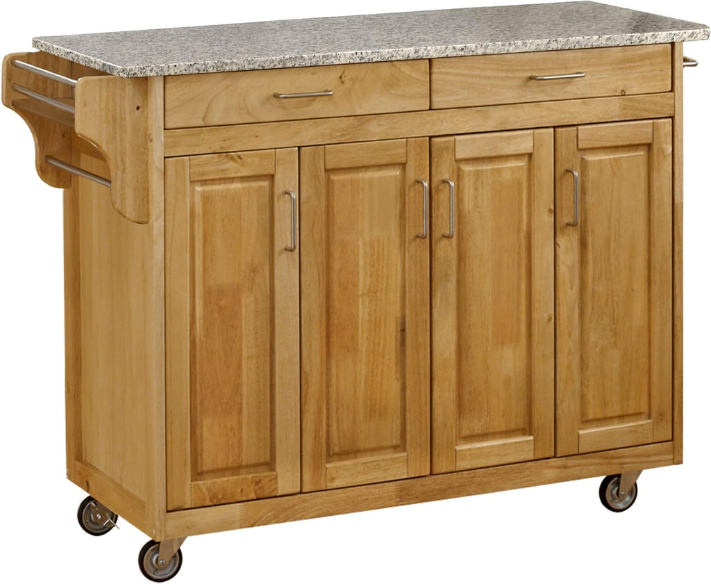 Black Four Door Kitchen Cart with Stainless Steel Top Y2002