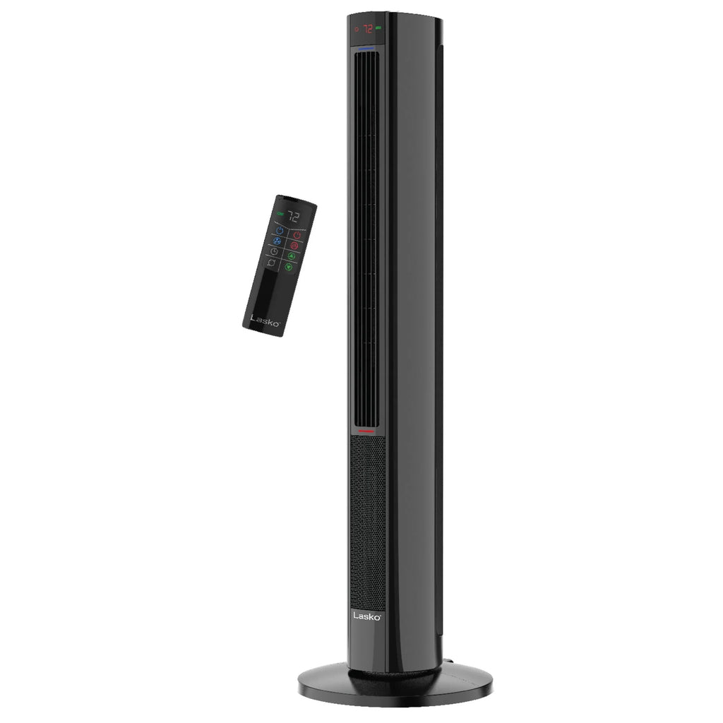 1500W Oscillating Tower Fan & Space Heater with Remote, Black Z169379