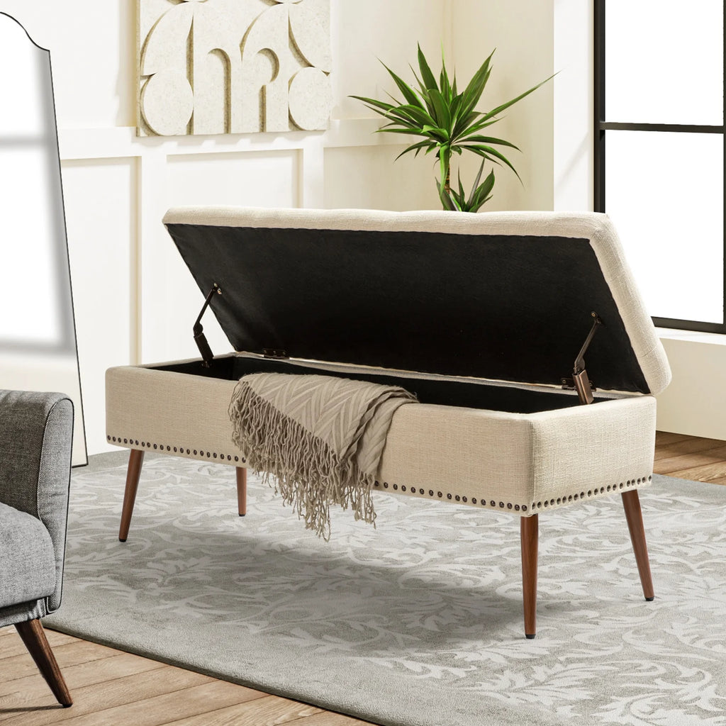 47" Upholstered Storage Bench Ottoman B835