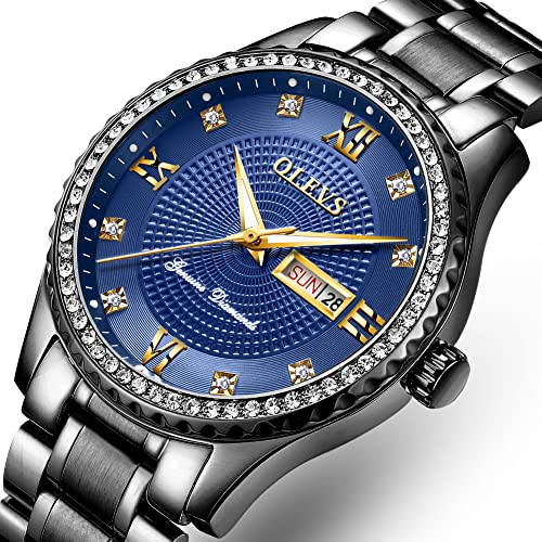 Golden Big Dial Quartz Analog Watch with Day Date Calendar and Stainless Steel Band Y61752