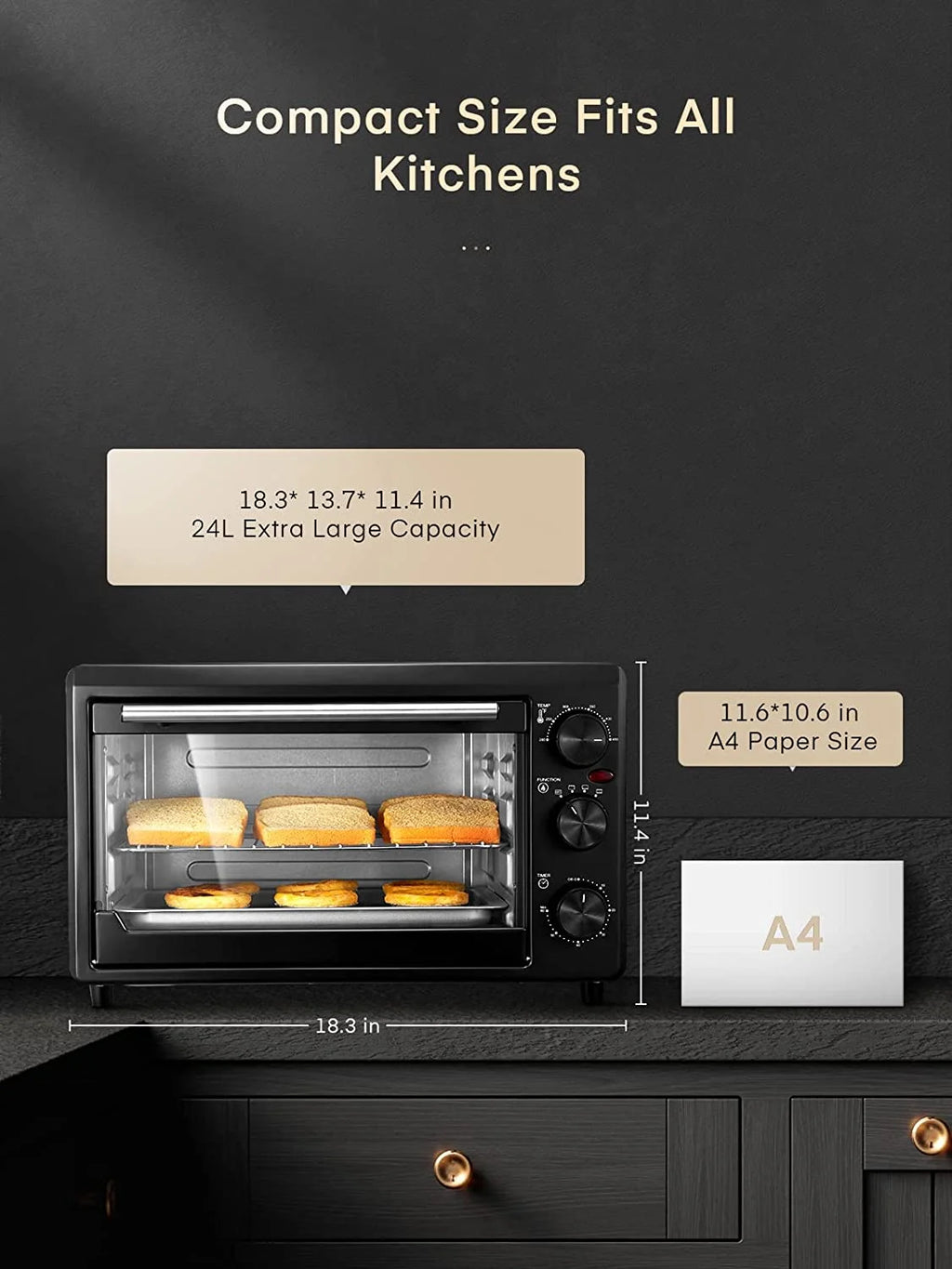 6-Slice Stainless Steel Toaster Oven with Timer, 1500 Watt D2676