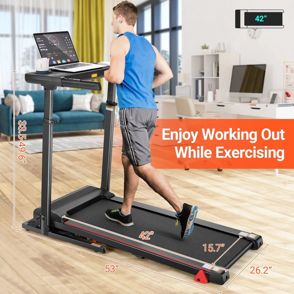 Folding Treadmill with Desk and Incline O81773