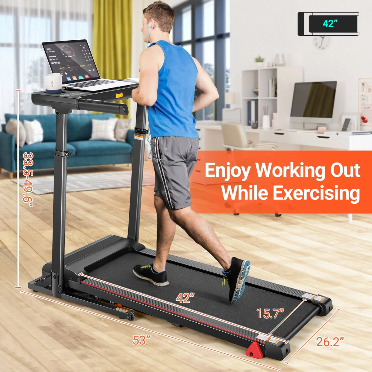 Folding Treadmill with Desk and Incline O81773