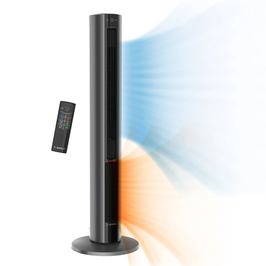 1500W Oscillating Tower Fan & Space Heater with Remote, Black Z169379