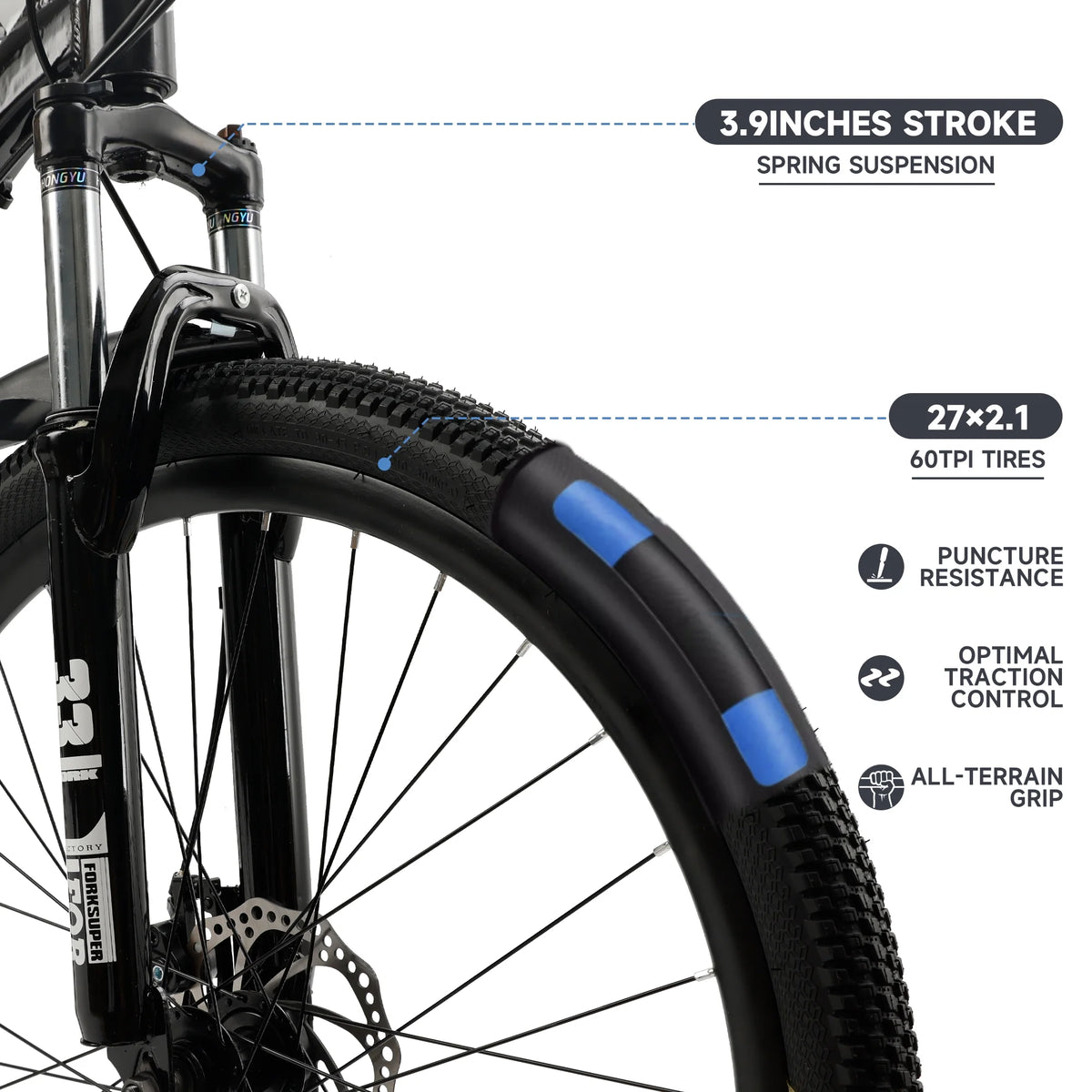 Full Suspension 21 Speed 27.5 inch Dual Disc Brake Mountain Bike I46256