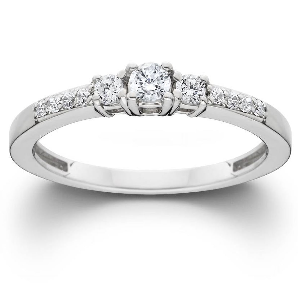 14K White Gold Three Stone Diamond Engagement Ring P216