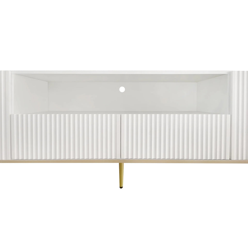 White TV Stand with 2 Drawers and 2 Cabinets S22922