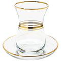 Set of 6 Clear Glass Tea Cups and Saucers Y849310