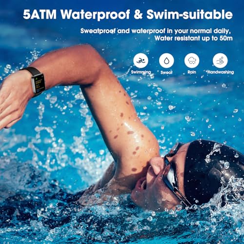 Fitness Tracker Watch with Heart Rate, Blood Oxygen Sleep Monitor, 5ATM Waterproof Pedometer G693087