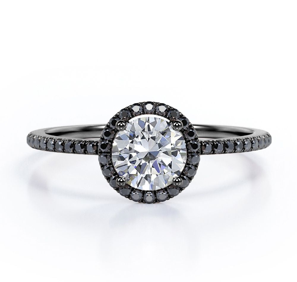 18K Black Gold Plated Silver Moissanite Engagement Ring W1913