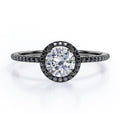 18K Black Gold Plated Silver Moissanite Engagement Ring W1913