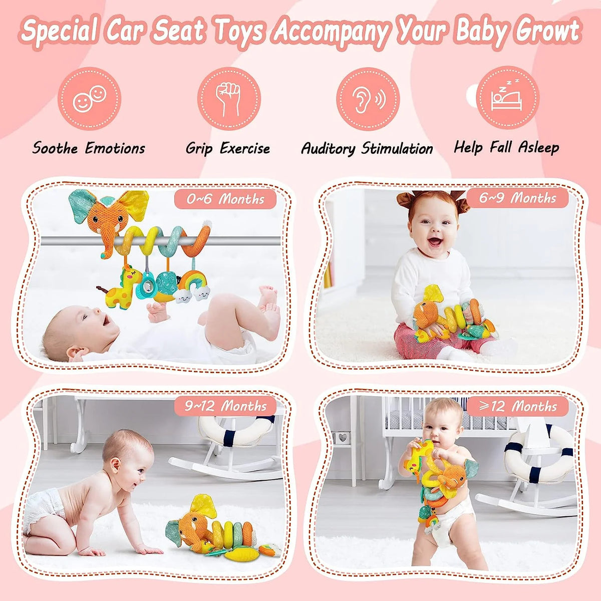 Sensory Stroller Toys with Teether Rattles Z942418