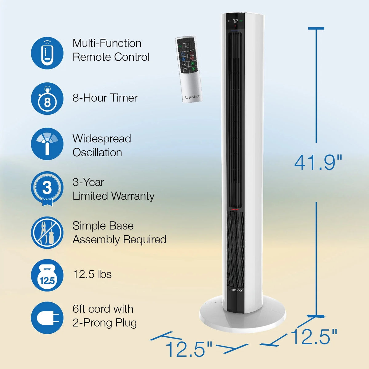 1500W Oscillating Tower Fan & Space Heater with Remote, Black Z169379