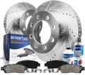 Rear Drilled Slotted Rotors + Brake Pads 6pc Set B223189