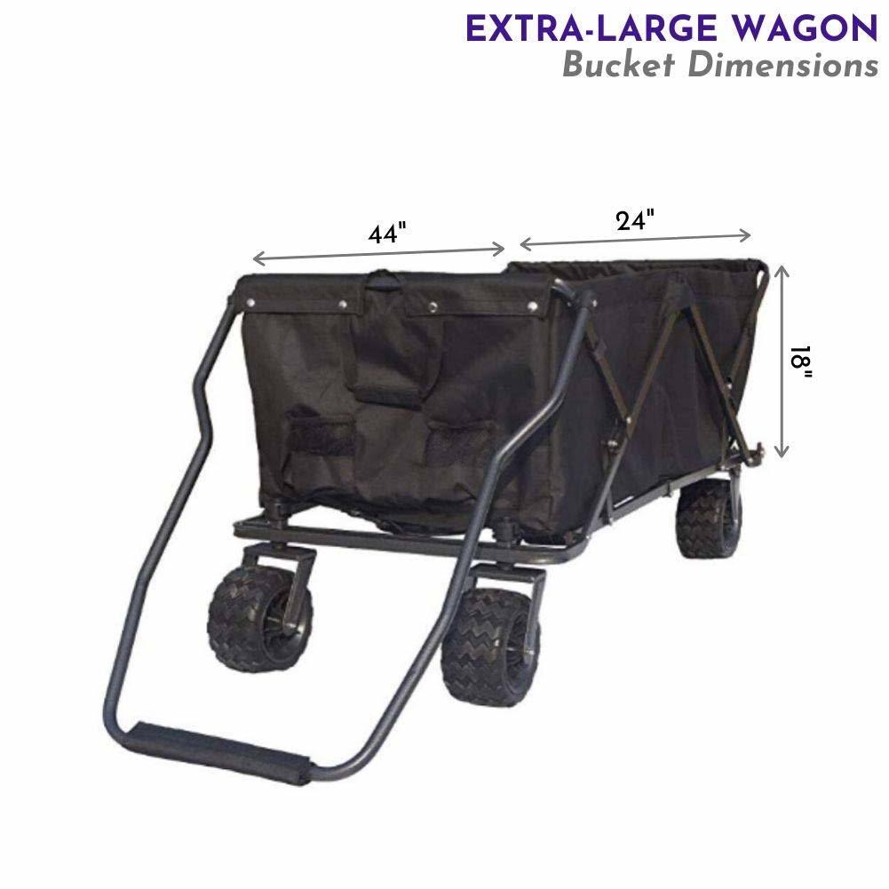 Folding Utility Wagon, All Terrain, Extra Large, Black J7456