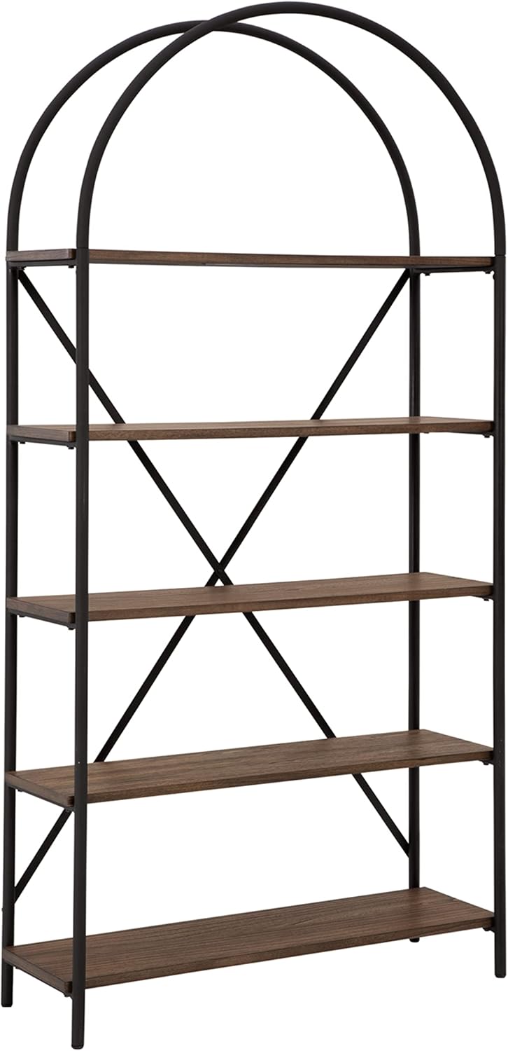 Brown and Black 5 Shelf Bookcase W16806