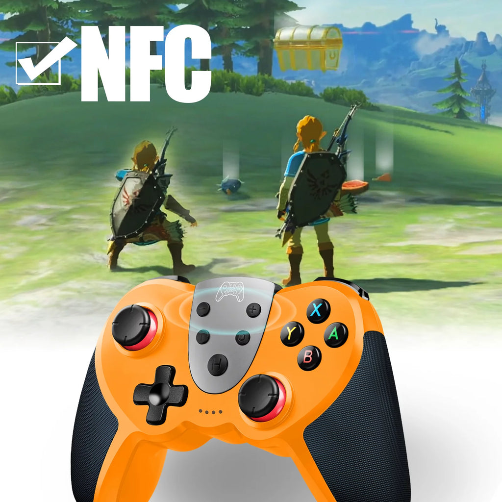 Wireless Controller with 4 Vibration Levels, Adjustable Turbo Speed, NFC Technology (Orange) A436