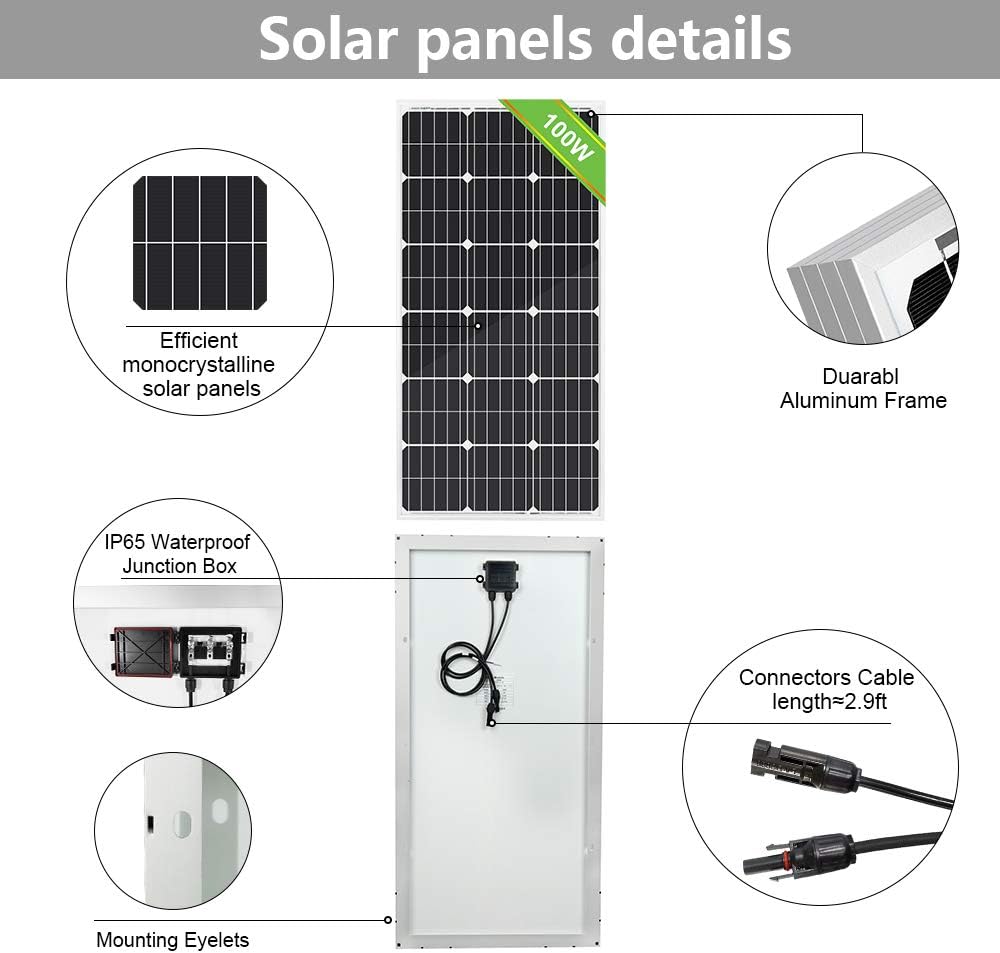 500W Solar Wind Power Kit with Hybrid Controller, 100W Mono Solar Panel G490