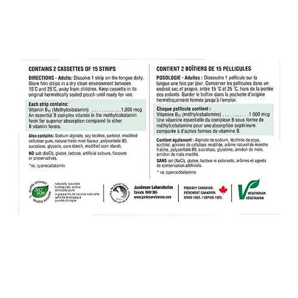 Vitamin B12 1,000 mcg Fast Dissolving Strips, 30 Strips K981910