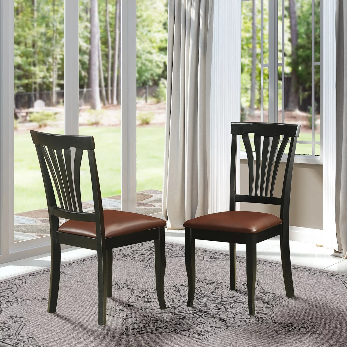 Black Faux Leather Dining Chairs Set of 2 U56802