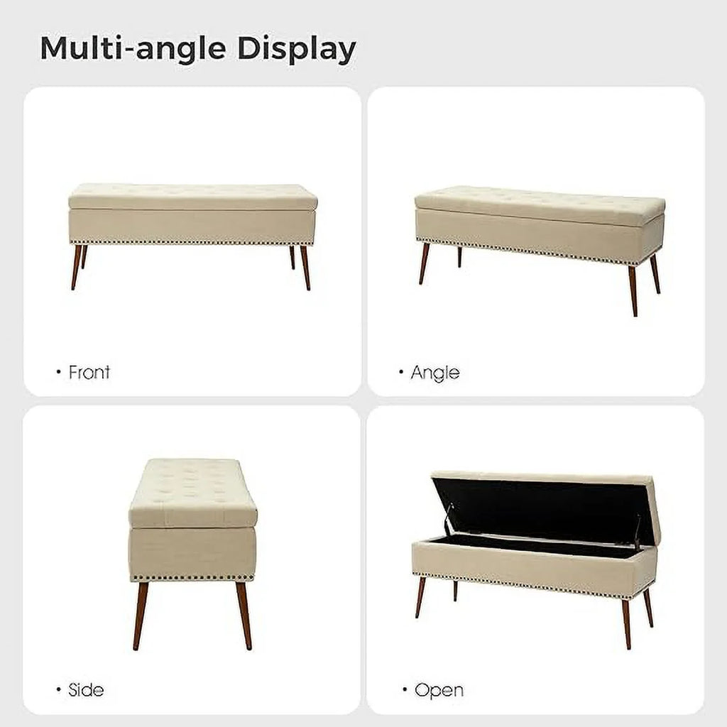 47" Upholstered Storage Bench Ottoman B835