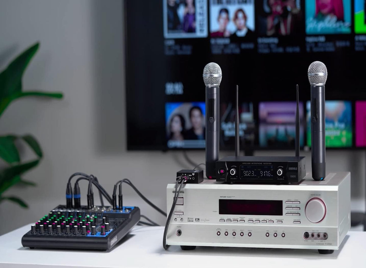 Wireless Microphone System Metal UHF Dual Handheld 20 Channels L42158