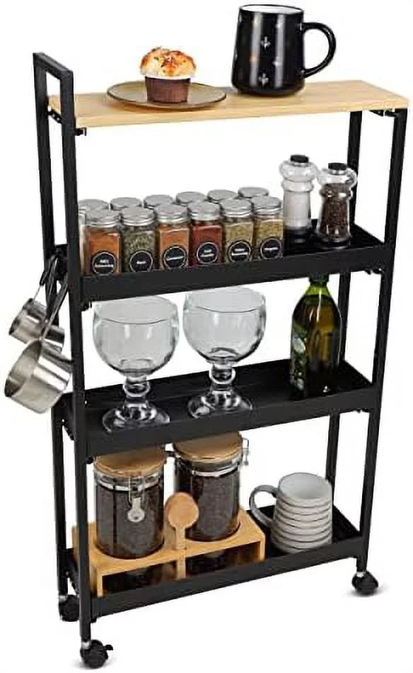 Slim 4 Tier Narrow Storage Cart With Wheels T49560
