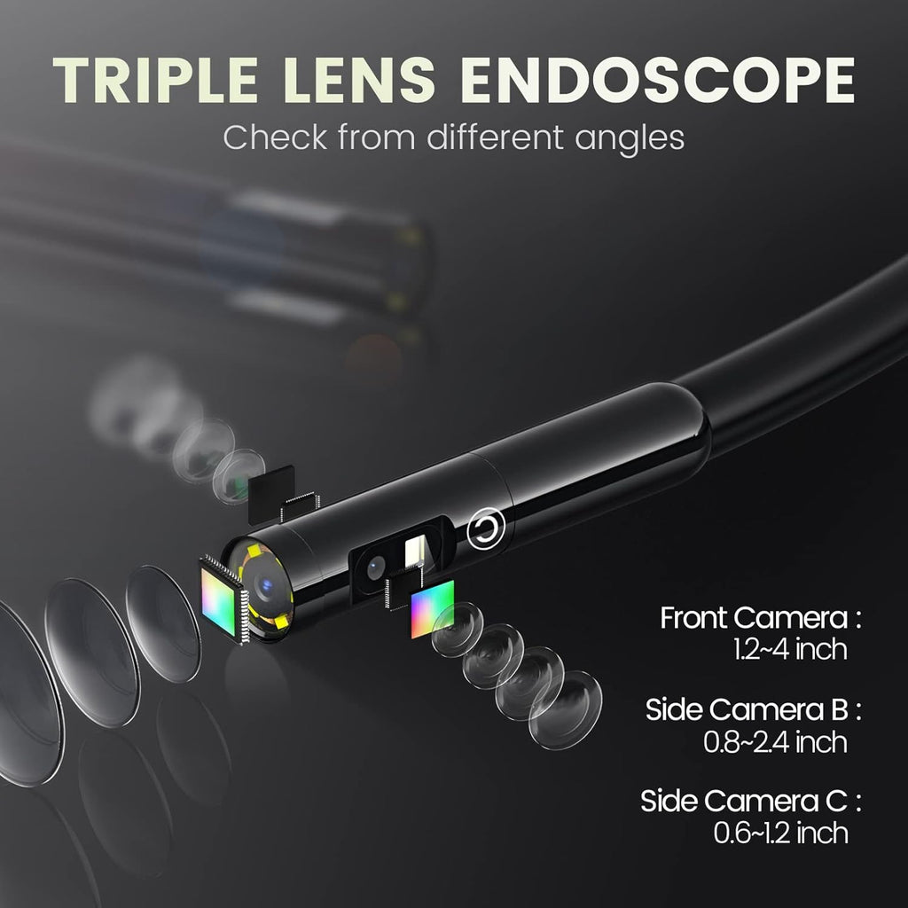 1080P Waterproof Triple Lens Endoscope with 6 LED Lights L78860
