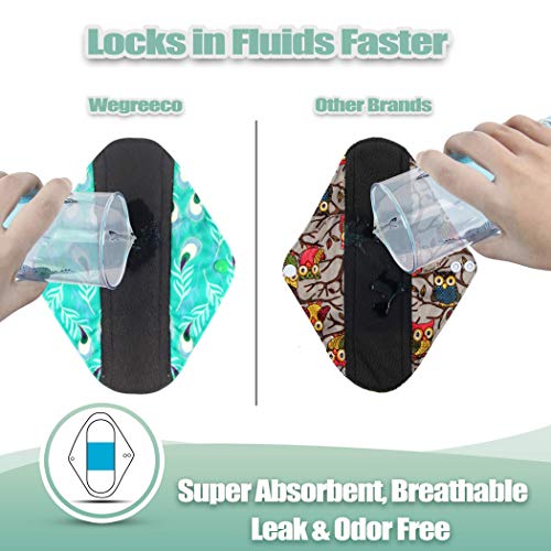 Charcoal Reusable Menstrual Pads 6 Pack with 1 Cloth Mini Wet Bag E509