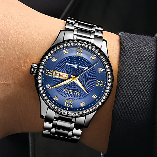 Golden Big Dial Quartz Analog Watch with Day Date Calendar and Stainless Steel Band Y61752